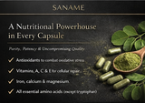 SANAME - Moringa Leaf Powder Capsules for Lush Skin, Hair, Nails, Lashes & Body