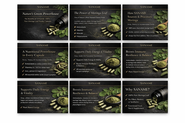 SANAME - Moringa Leaf Powder Capsules for Lush Skin, Hair, Nails, Lashes & Body