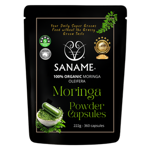 SANAME - Moringa Leaf Powder Capsules for Lush Skin, Hair, Nails, Lashes & Body