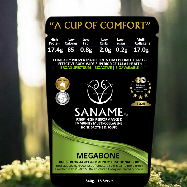 P360™ MEGABONE - World's First & Best - Multi-Collagen infused Chicken, Beef & Lamb Bone Broth