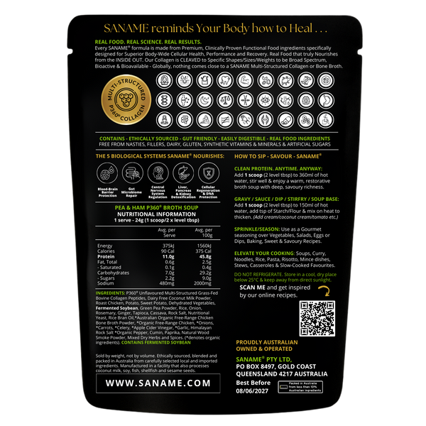 P360® Pea & Ham Multi-Collagen Protein Miso Chicken Bone Broth Soup