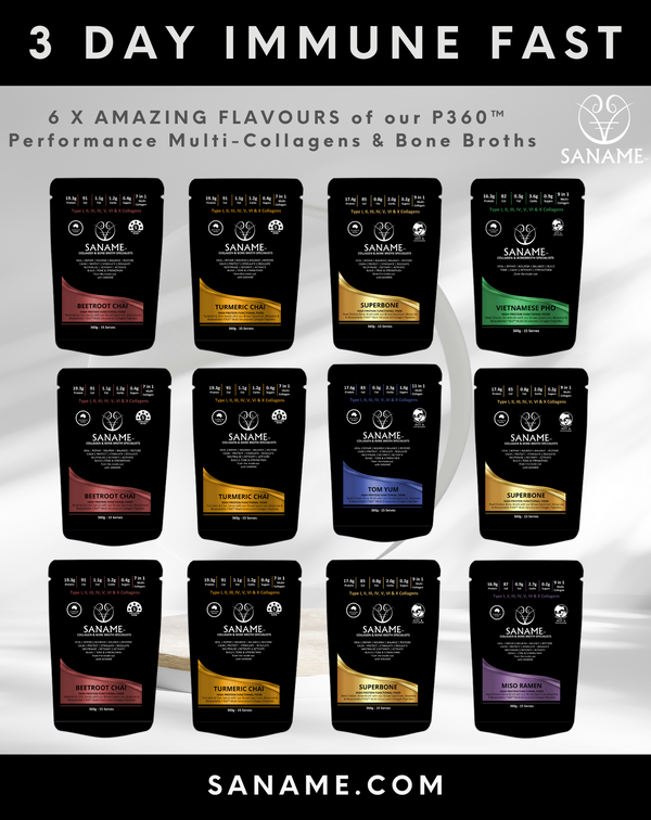 3 DAY COLD & FLU IMMUNITY BOOSTER/FAST - 12 x Variety P360™ Performance Multi-Collagens &  Bone Broths