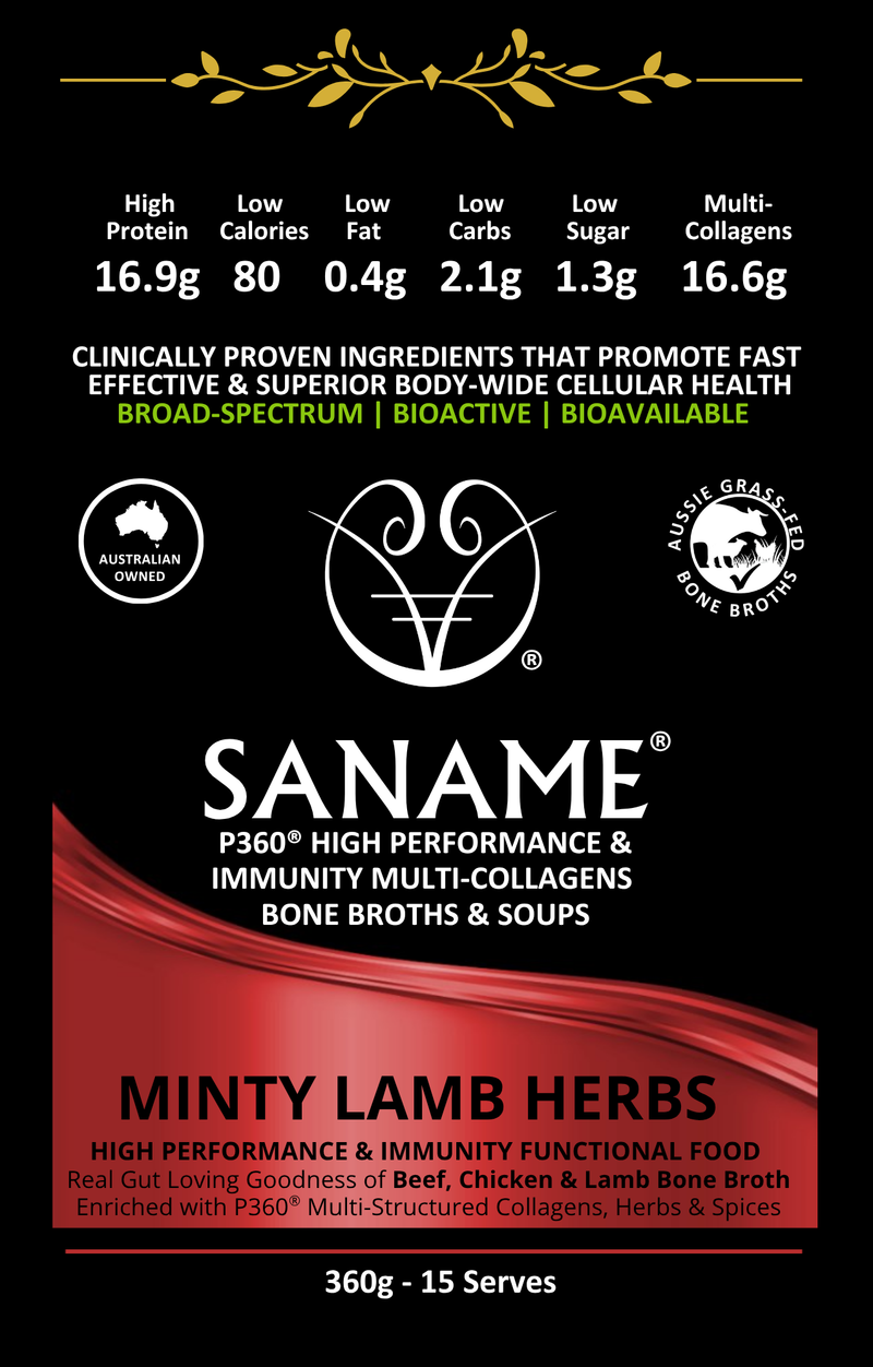 P360®  MINTY LAMB HERBS - World's First & Best - Multi-Collagen infused Lamb Bone Broth