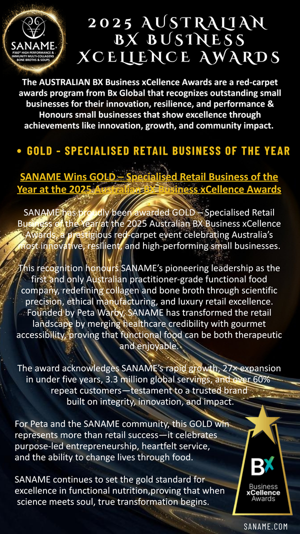 AWARDS -SANAME - 2025: The Most Globally Awarded Functional Health Food Business of the Year
