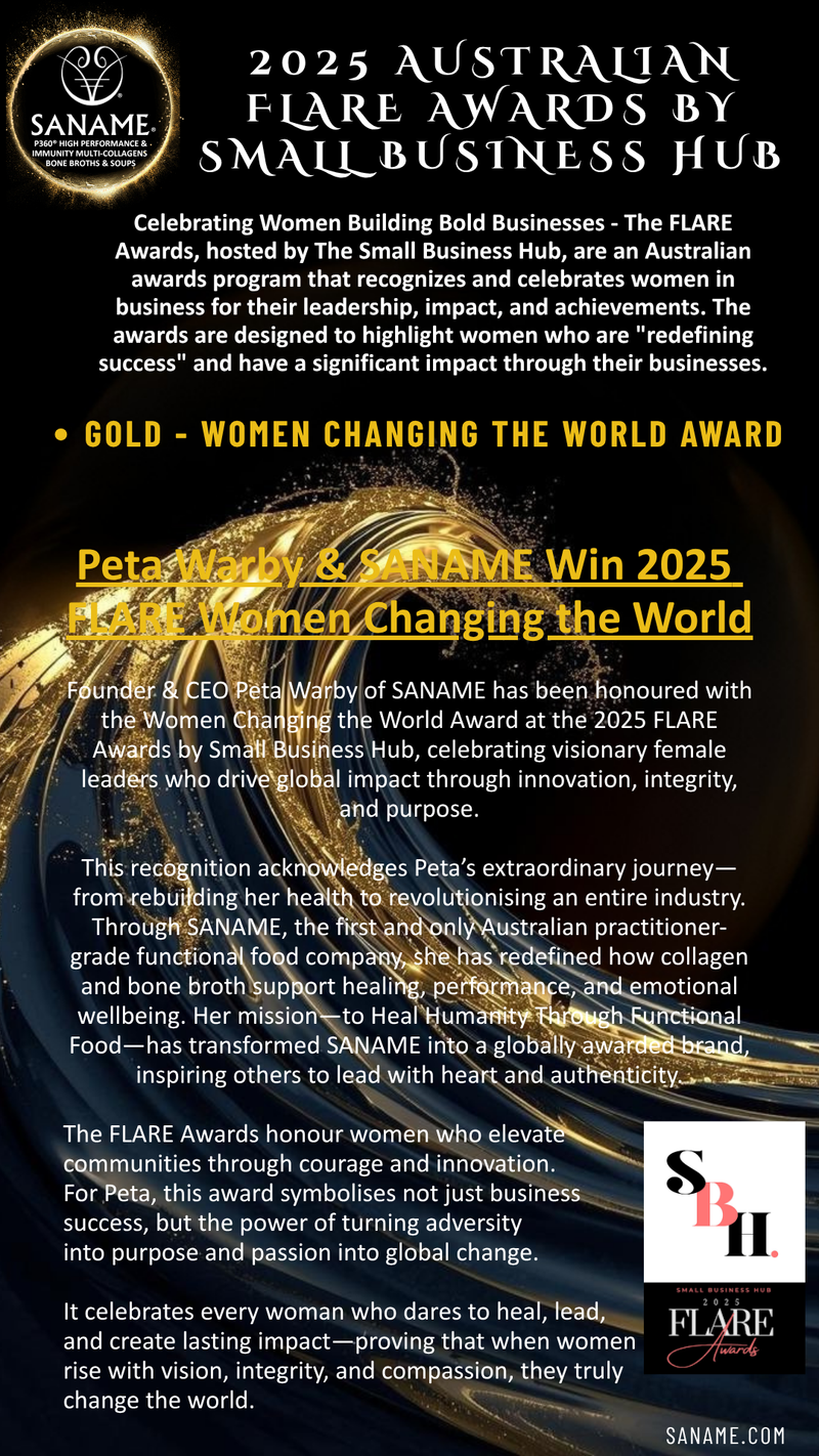 AWARDS -SANAME - 2025: The Most Globally Awarded Functional Health Food Business of the Year