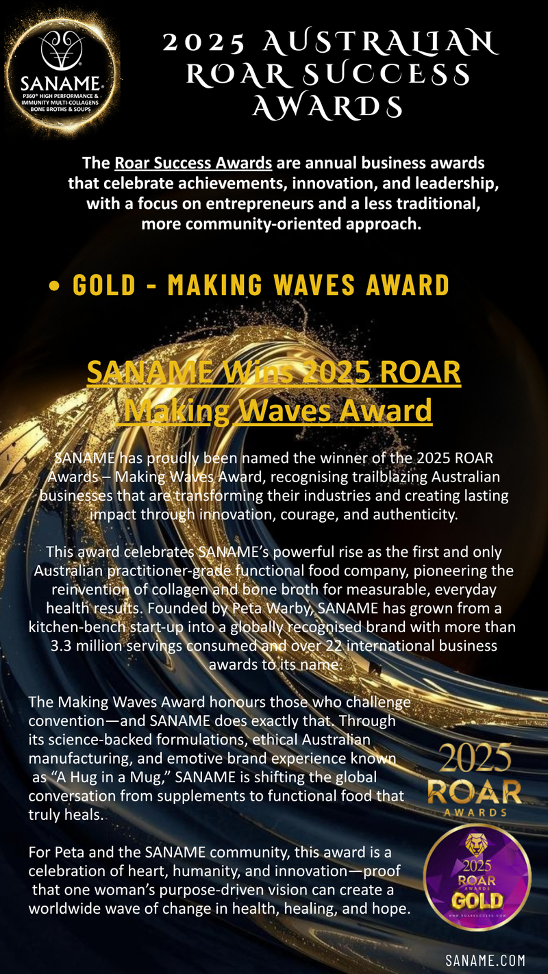 AWARDS -SANAME - 2025: The Most Globally Awarded Functional Health Food Business of the Year