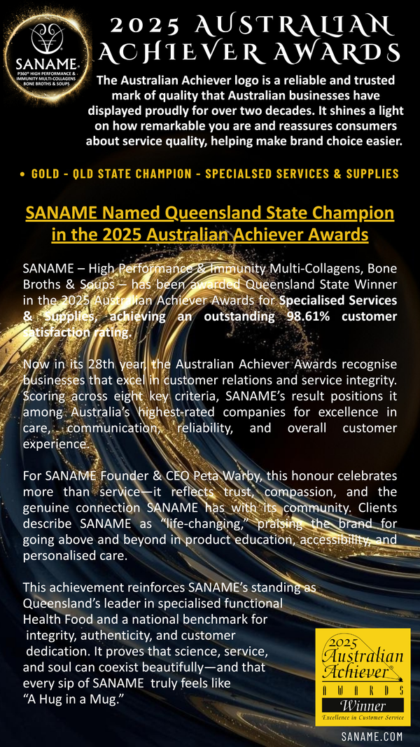 AWARDS -SANAME - 2025: The Most Globally Awarded Functional Health Food Business of the Year