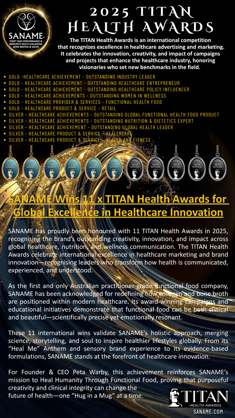AWARDS -SANAME - 2025: The Most Globally Awarded Functional Health Food Business of the Year