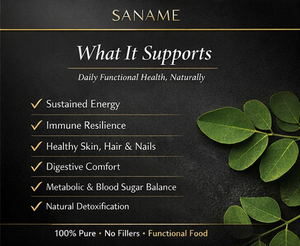 SANAME - Moringa Leaf Powder Capsules for Lush Skin, Hair, Nails, Lashes & Body
