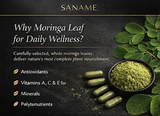 SANAME - Moringa Leaf Powder Capsules for Lush Skin, Hair, Nails, Lashes & Body