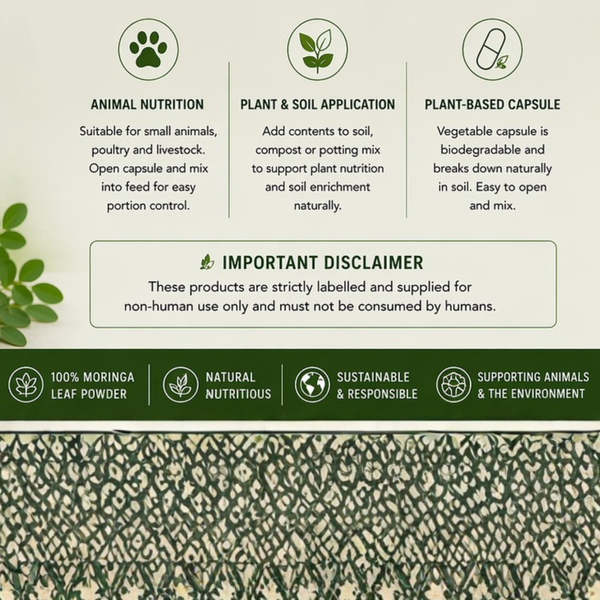 SANAME® PET Range - Moringa Leaf Agriculture & Animal & Plant Nutrient Capsules