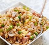 CHICKEN & CHRISTMAS HAM - GARLIC FRIED RICE