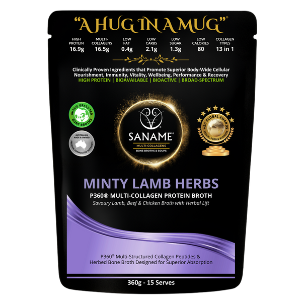 P360® Minty Lamb Herbs - World's First & Best - Multi-Collagen infused Lamb Bone Broth