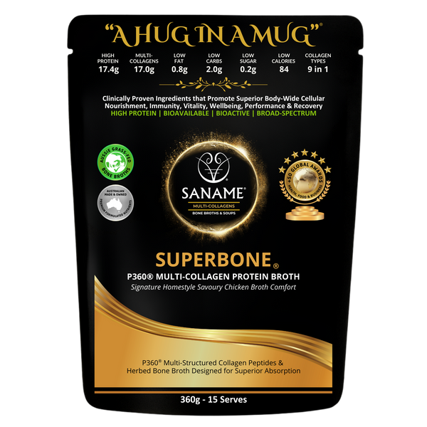 P360® SUPERBONE - World's First & Best - Multi-Collagen infused Chicken Bone Broth